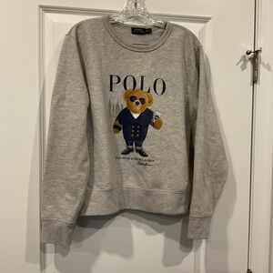 Polo by Ralph Lauren Light Gray Bear Crewneck Sweater